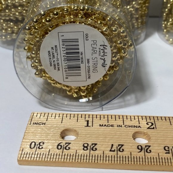 3MM Faux Pearl Plastic Beads String Gold 8 ~ 5 Yards Trim Crafts Scrapbook - Picture 5 of 13